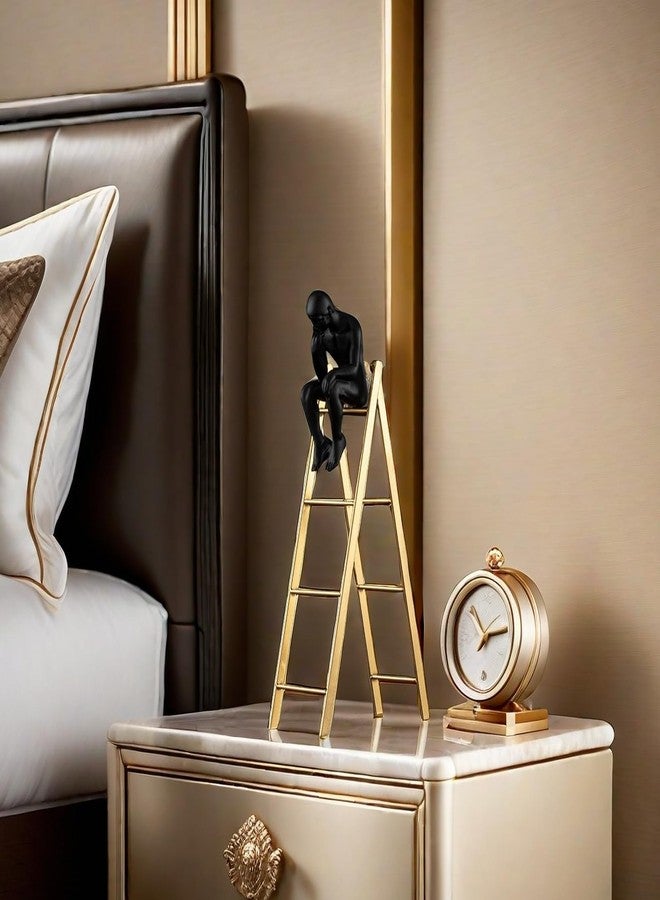 FUNSXBUG The Thinker Statue Thinking Man Statues Sitting on a Ladder Sculptures Collectible Figurine Home Decor Living Room Decoration (Small) - Image 5